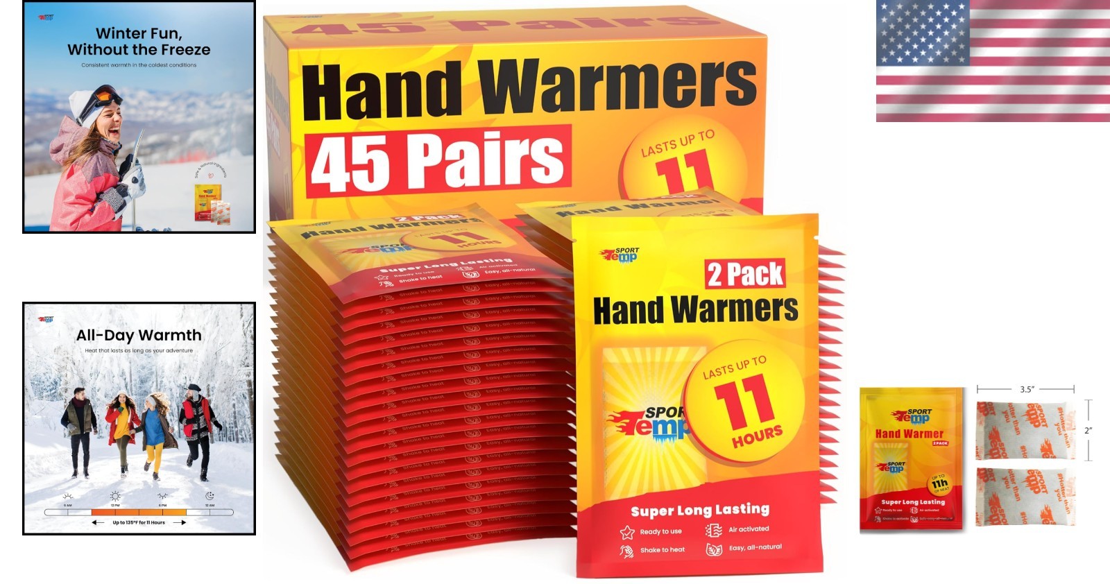 Essential Air Activated Hand Warmers - 45 Pairs for Outdoor Winter Adventures thumbnail 2