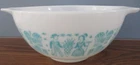 Vtg PYREX Cinderella Turquoise on White Amish Butterprint 442 1.5 Qt Mixing Bowl