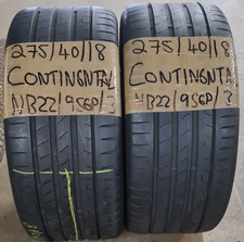 2 x 275 40 18 2754018 CONTINENTAL  PART WORN SUMMER TYRES