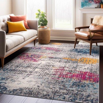 Rugshop Area Rugs Geneva Contemporary Distressed Abstract Dining Room Rug 3x5