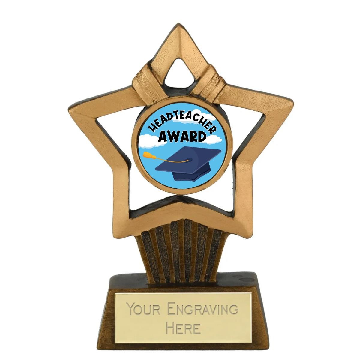 Mini Star Plus Headteacher Gold Star Award Trophy 10cm FREE engraving
