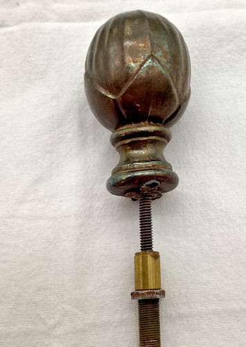 Antique Large Brass or Spelter Embossed Finial      #5090