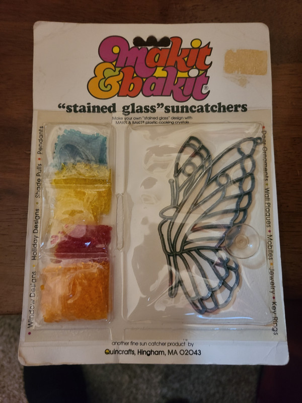 VTG 1980's Make It & Bake It Stained Glass Butterfly Suncatcher Kit NEW USA