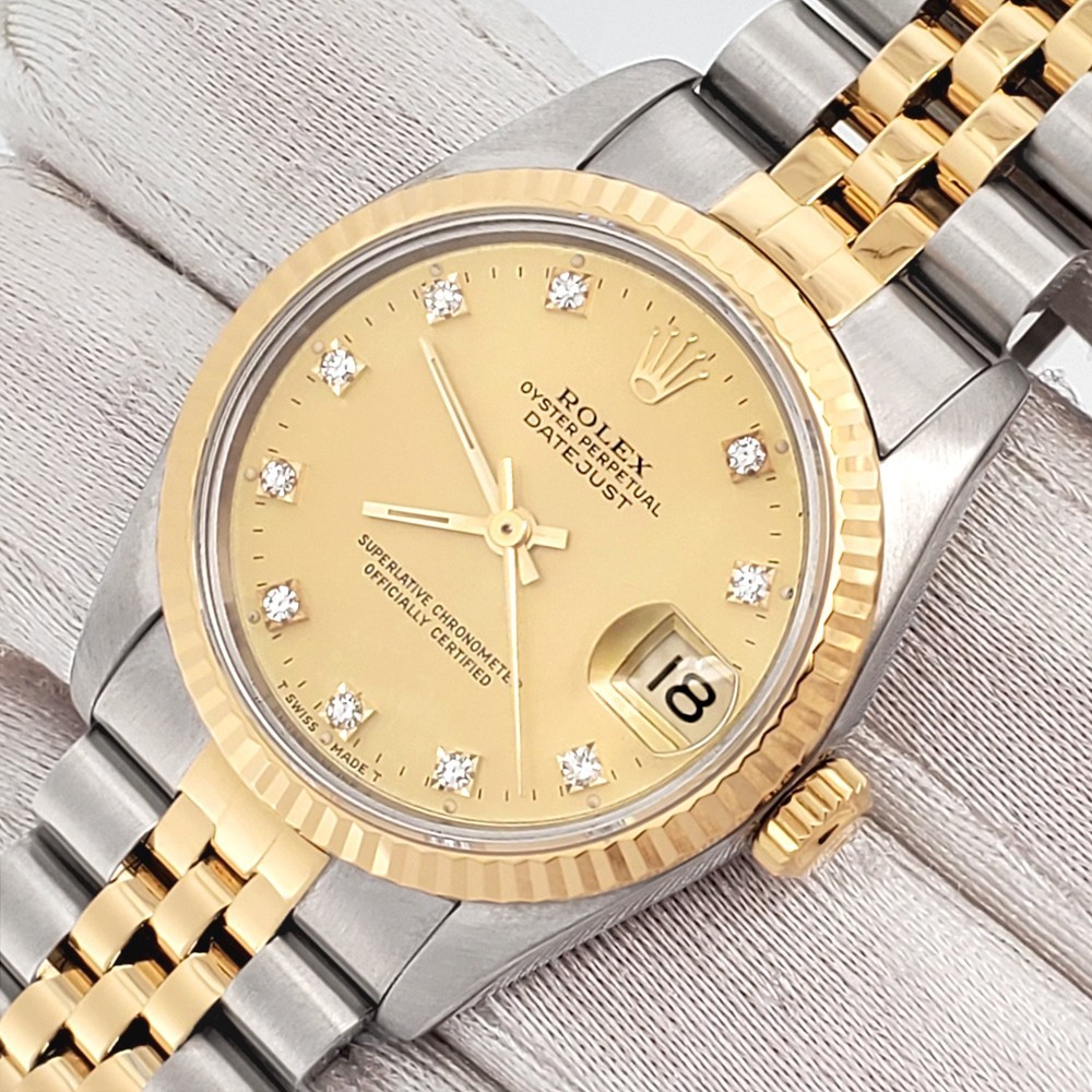 Rolex Datejust 31mm 2-Tone Factory Champagne Diamond Dial Jubilee