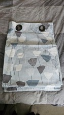 John Lewis Lined Eyelet Curtains – Blue/Grey Floral Pattern - W167 x Drop 173cm