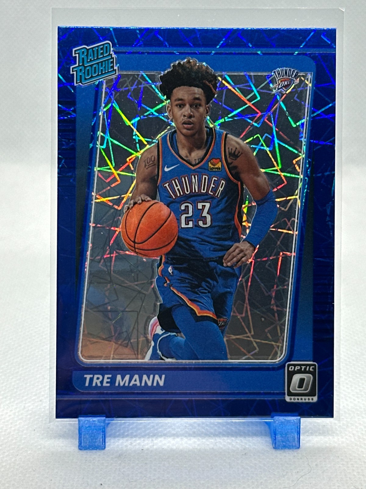 Tre Mann 2021-22 Donruss Optic Blue Velocity Prizm #168 (RC) OKC Thunder