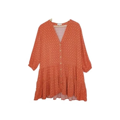 Iris Maxi Ladies 3/4 Sleeve Dress Orange Floral Size 12 VGC - Image 1 of 4