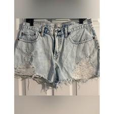 Abercrombie Fitch High Rise Distressed Denim Shorts Size 29