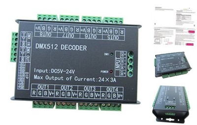 High Power 24 Channel RGB 3A/CH DMX512 Controller Led Decoder Dimmer 500Hz 