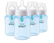 Philips Anti-Colic Bottle with Airfree Vent, 9Oz, with Flow 2 Nipples, 1M , 4Pk