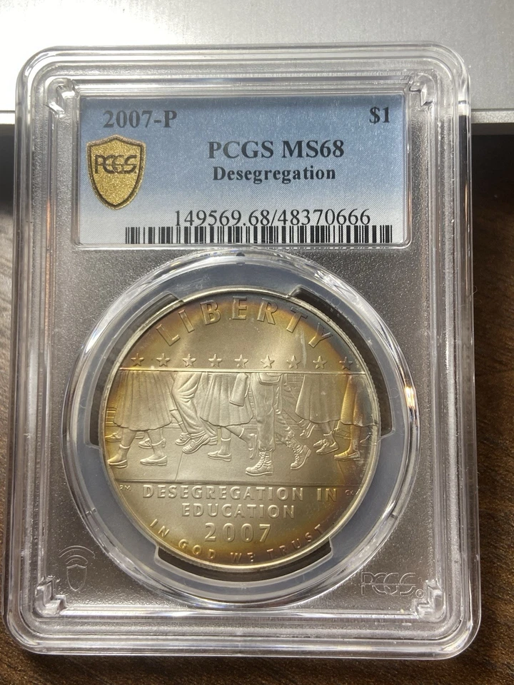 2007 P__TONED__MS 68__ Desegregation Commemorative Dollar__Silver, PCGS - Image 2 of 3