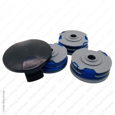 3 x Spulenschnur & Abdeckung für Wolf Gartenschneider GTE840 GT845 GTE845 GTE85