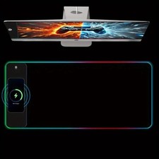40 90cm1pc Wireless Charging Mouse Pad, Glow RGB Extra Large Thick Non-Slip Desk