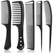 5PCS Professional Hair Comb Set - Wide Teeth, Fine Teeth  Rat Tail Comb,