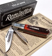 Remington USA 2022 UMC Barlow Bullet Brown Jig Bone Grizzle Pocket Knife NEW EDC