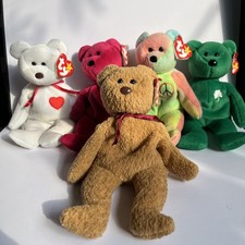 Ty Beanie Babies Bear Lot – Peace, Valentino, Valentina, Curly, Erin – 1990s