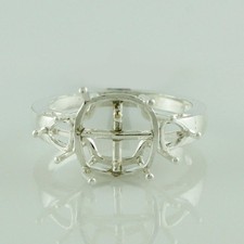 925 Sterling Silver 4mm Trillion Semi Mount Three-Stone Ring For Wedding Ring