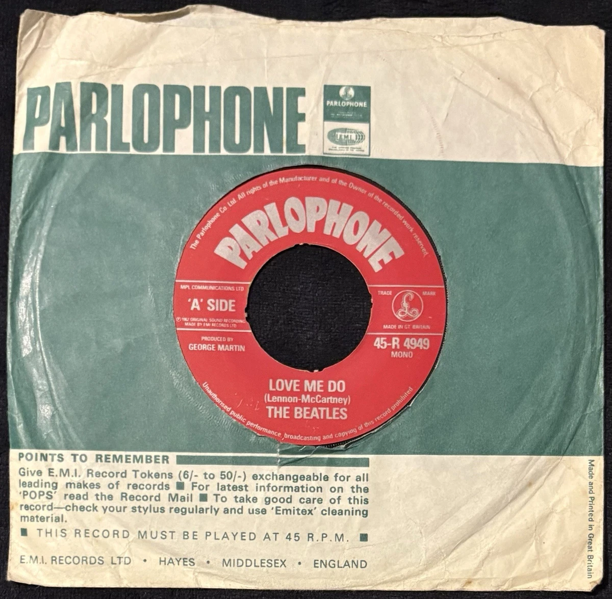 Beatles Love Me Do in Single 7'' Vinyl-Schallplatten (1960er