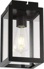 HARPER LIVING 1XE27/ES Semi-Flush Ceiling Light, IP20, Black with Clear Glass