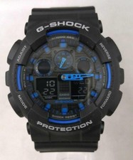 Casio G-Shock GA-100-1A2ER Quartz 20ATM Black Blue Men's Watch Used