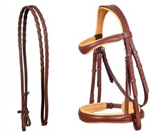 Horse English All-Purpose Pleasure Brown Padded Leather Bridle Reins 803HI05BE-F
