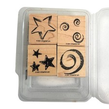 Stampin  Up wooden stamp set of 4 stars and swirls