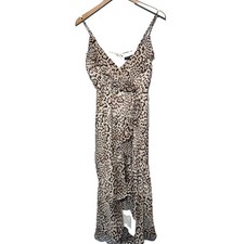 Express Dress Y2K Animal Print BabyDoll Hi Low Ruffled Strappy Summer Party S