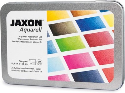 Honsell 15469 - Aquarell-Postkarten-Set in Metallbox 24 Karten aus säurefreie...