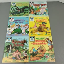 Vintage Lot of 6 Walt Disney Read Along BookS Only No Records Pecos Bill Sinbad