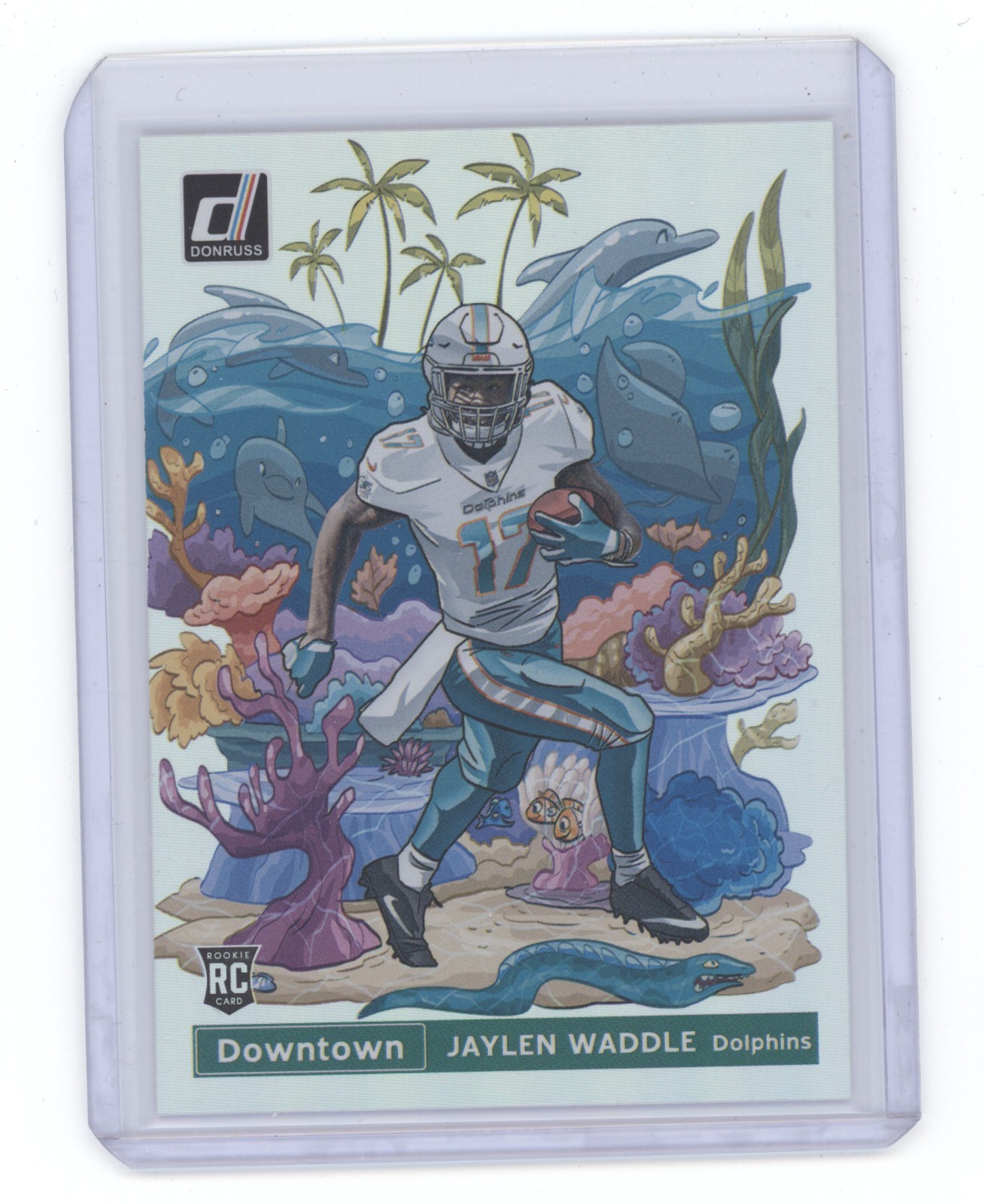 JAYLEN WADDLE 2021 PANINI DONRUSS ROOKIE DOWNTOWN CASE HIT RC DOLPHINS Q1887
