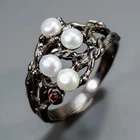 Fashion Natural Pearl Ring 925 Sterling Silver Size 6.5 /R463761
