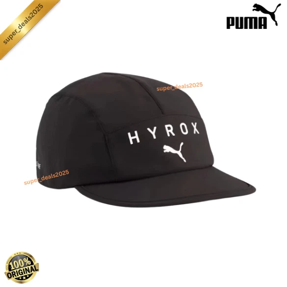 Puma X HYROX 5 Panel Training Cap Drycell Tech Black Adjustable Unisex Hat