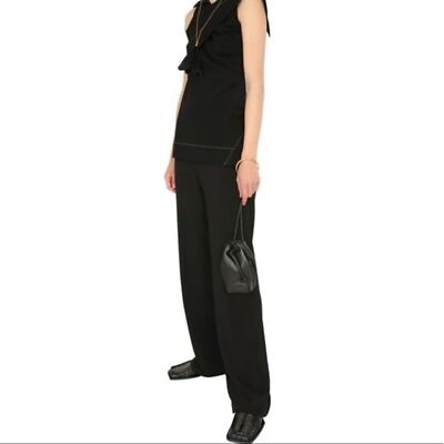 Jil Sander $795 Pleat Cuff Black All Season Casual Dress Pant Trousers Womens 36