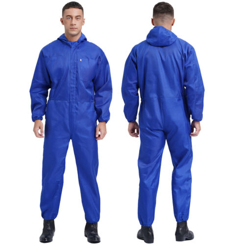 Mens Coverall Flame Jumpsuit Resistant Hooded Mechanic Dungarees Halloween Work - Picture 24 of 50