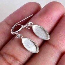 Solid 925 Silver Blank Marquise Bezel Setting Base Handmade Earring Supplies