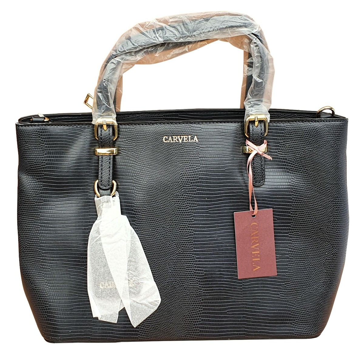 CARVELA Navy Blue Handbag Mini Hooper Slouch Lizard Print Med Tote Bag MRRP  £69