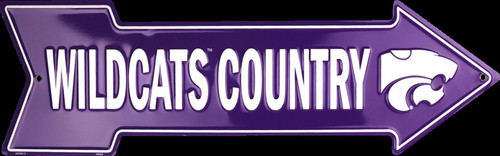 KANSAS STATE UNIVERSITY WILDCATS COUNTRY EMBOSSED METAL ARROW SIGN MAN CAVE - Picture 3 of 5