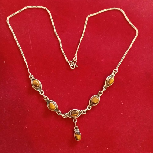 925 Sterling Silver Handmade Tiger Eye gemstone Necklace chain, UK SELLER - Picture 2 of 2