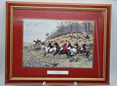 GEORGE WRIGHT ''Gone away'' ''Full cry'' hunting scene framed art prints CIRCA 1960s