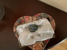 Murano Glass Dome Design Blue Swirl Ring Sz.8