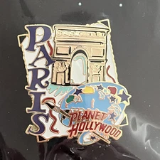 PLANET HOLLYWOOD~VTG 1997 collectible Pin 'Paris' artist palette/arch 1 x 1 1/4"