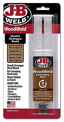 6 PAK Wood Weld; 25 ml; Epoxy Syringe; Quick Setting Wood Epoxy; Use Indoor &...