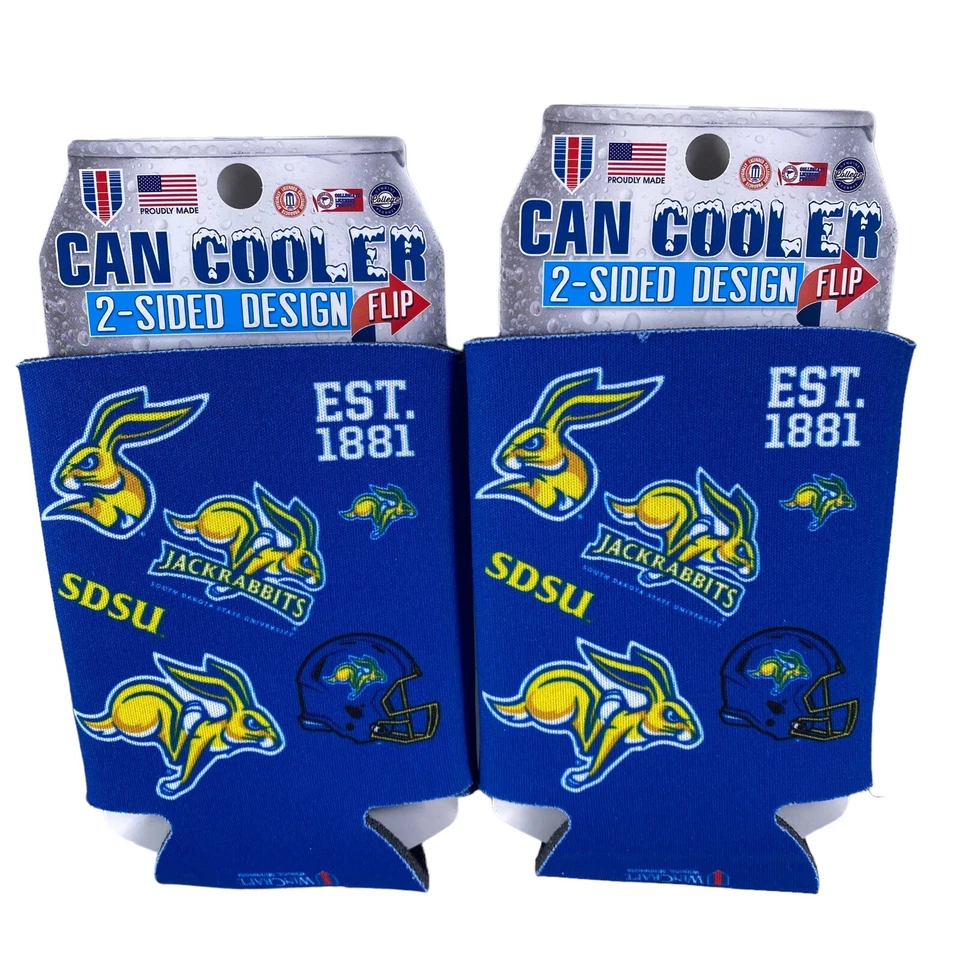 Pacote com 2 logotipos WinCraft South Dakota State Jackrabbits 12 oz. Refrigerador de lata Koozie EUA - Imagem 2 de 3