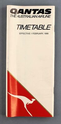 QANTAS AIRLINE FAHRPLAN FEBRUAR 1988 STRECKENKARTE