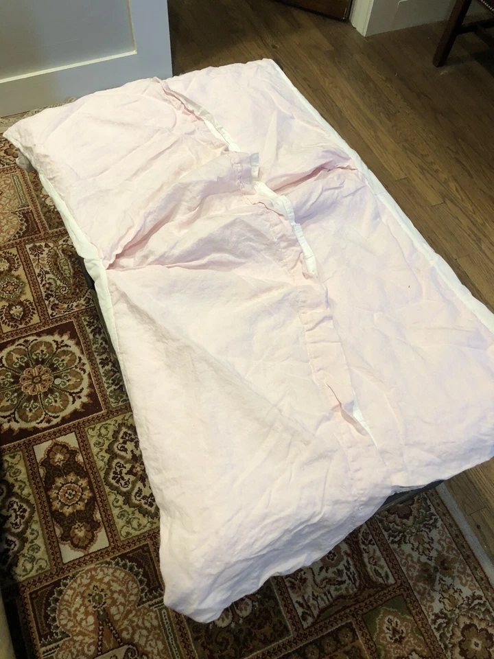 Юбка для детской кроватки Pottery Barn однотонная светло-розовая льняная для девочек комнаты - Изображение 4 из 4