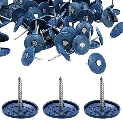 (250 Pack) Round Plastic Cap Nail 1 Inch Roofing Nails Galvanized Tar Paper N...