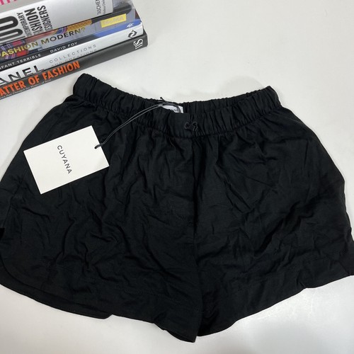 CUYANA Organic Pima Sleep Shorts XS Black Mini Elastic Waist Lounge Women’s NWT - Picture 2 of 4