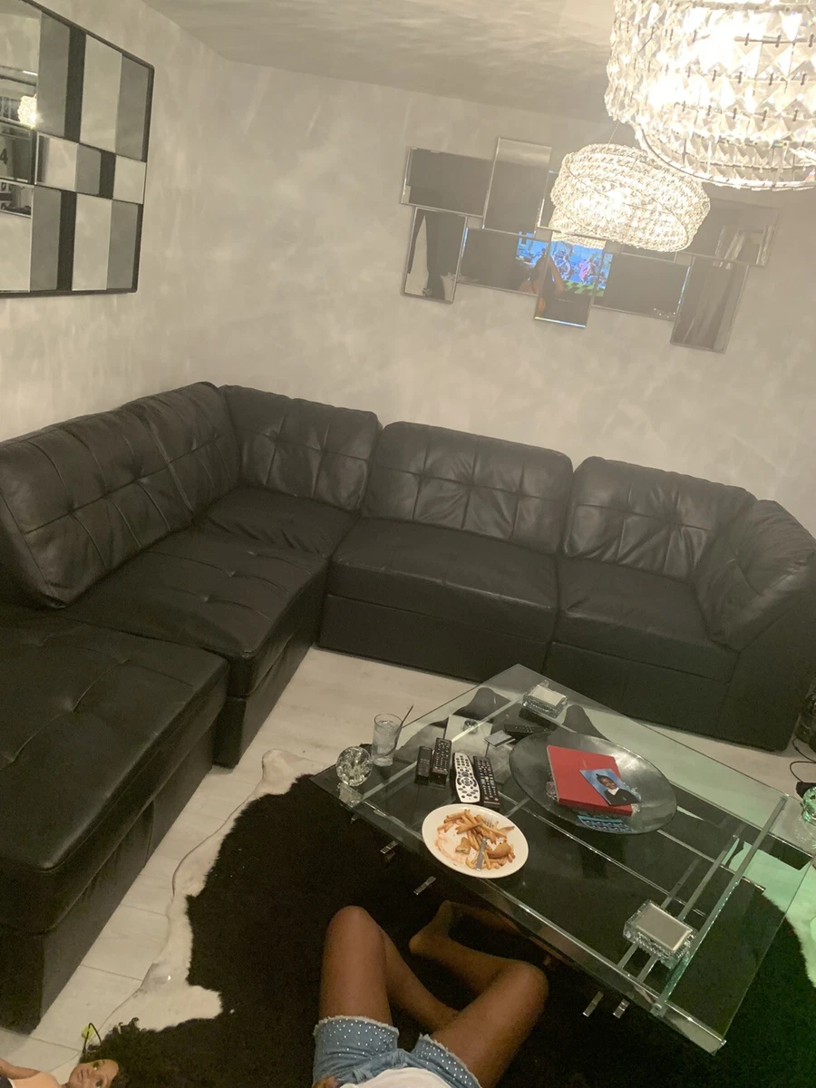 Used black leather sale couches