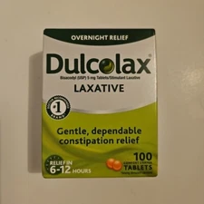 Dulcolax Laxative Tablets Reliable Overnight Relief 100 Ct Exp 06/2026+