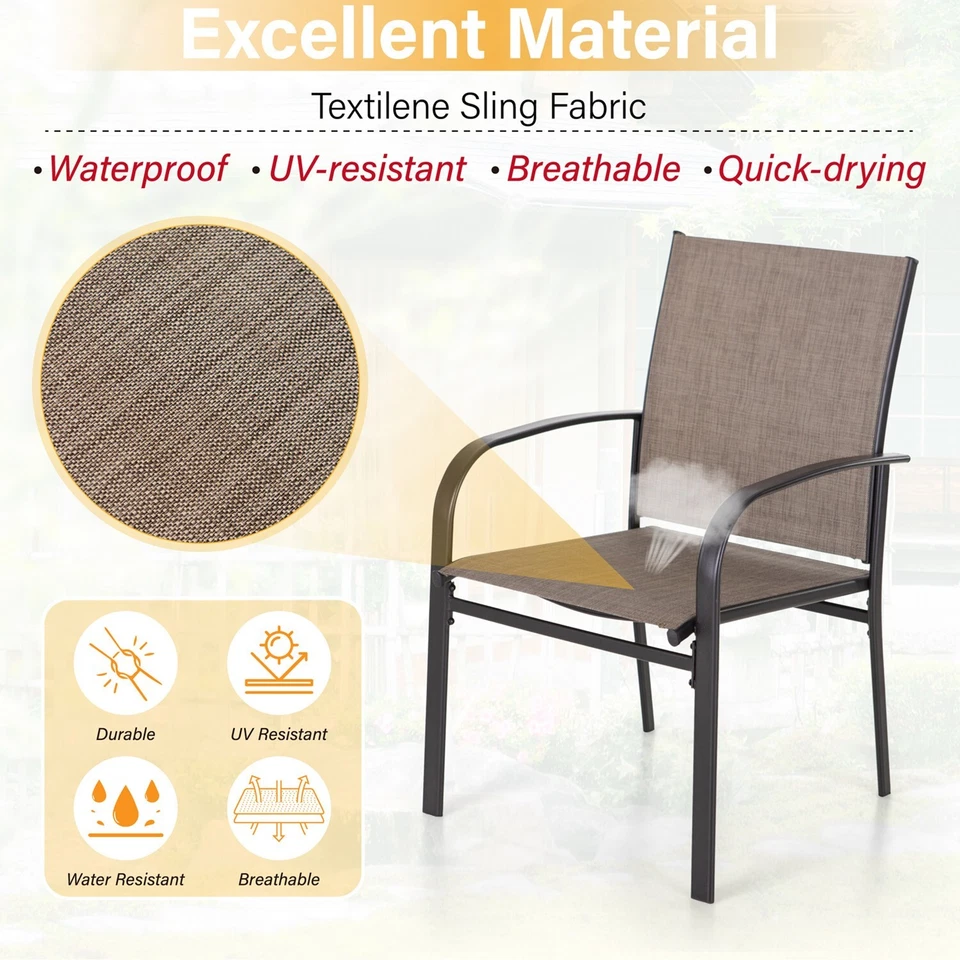 5 Piece Outdoor Dining Set Patio Table Chairs Set for Garden Yard Lawn - Imagem 2 de 4